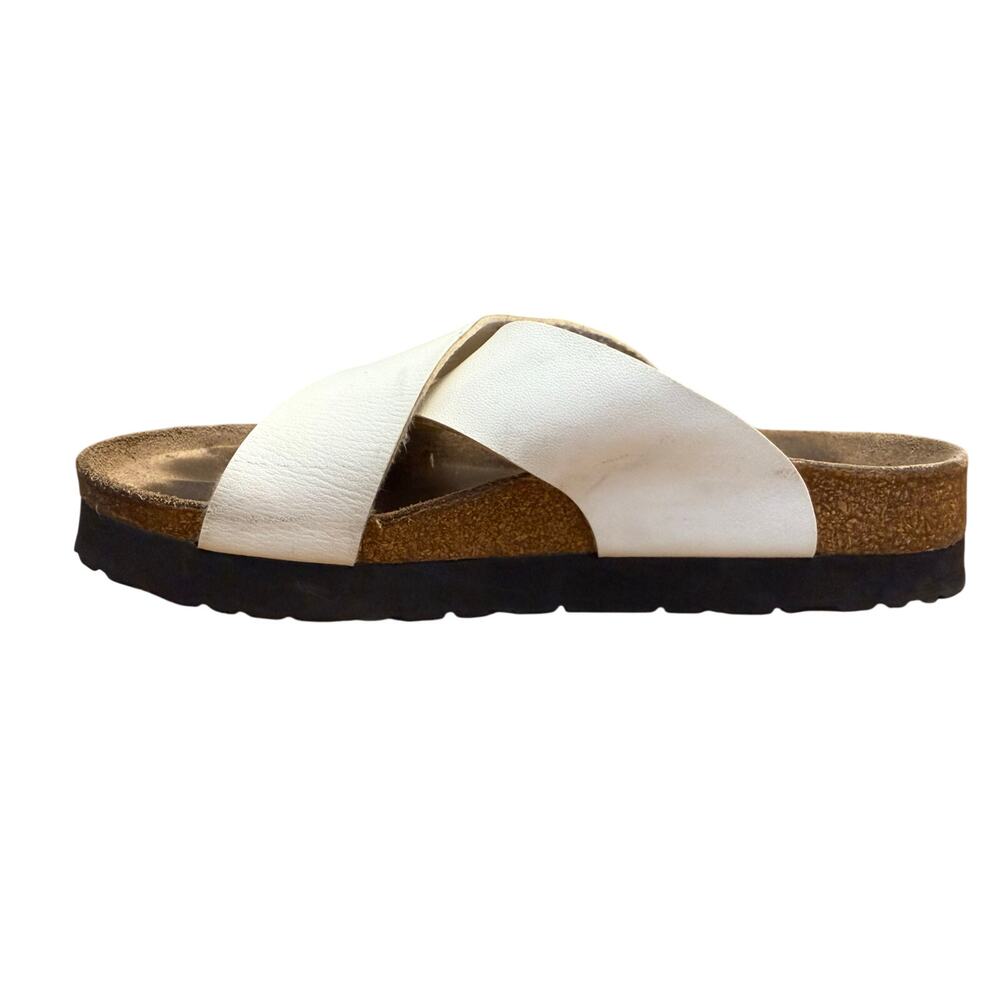 Betula by Birkenstock Leather Criss Cross Slide Sandals Women’s Size 9 White - Picture 5 of 11